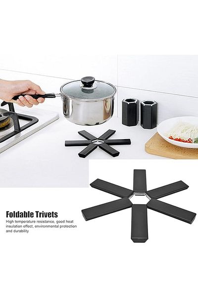 MAİN SHOP 4 Pieces Foldable Heat Resistant Silicone Trivet Non-Slip Pot Mat M-021