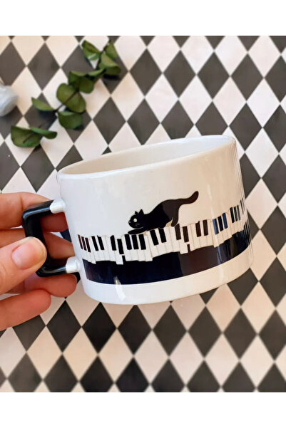 Bikutumutluluk PİYANO MÜZİSYEN KEDİ KUPA