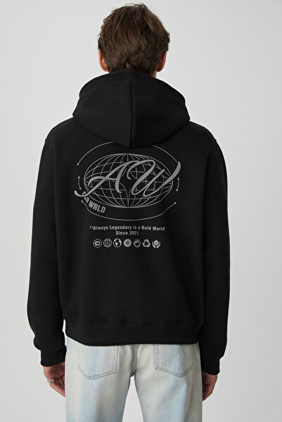 GRIMELANGE Legandary Men's Soft Black Sweatshirt