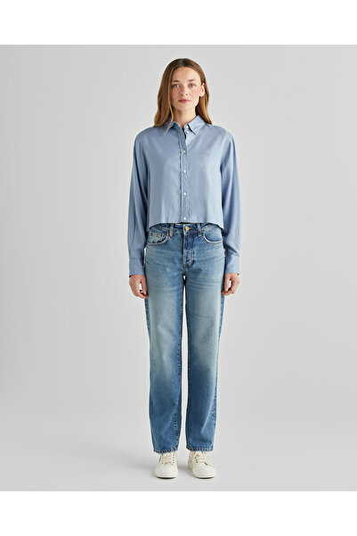 Gant Kadın Mavi Crop Fit Gömlek