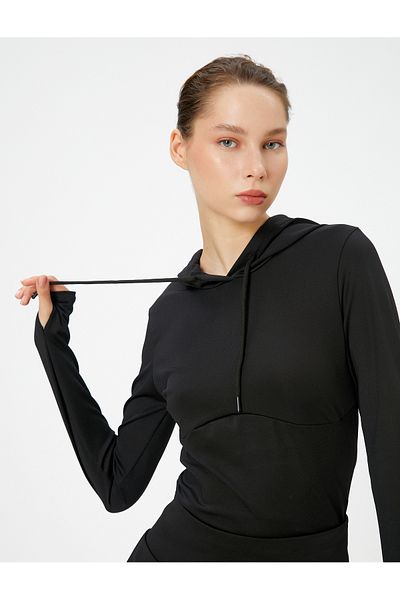 Koton Slim Fit Hooded Sweatshirt Soft Hand Textured Long Sleeve