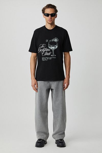 GRIMELANGE Slaven Men's Single Jersey Black T-Shirt