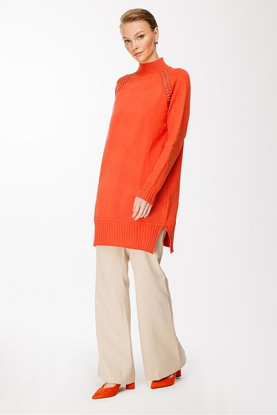 Ghisa Orange Turtleneck Knitwear Tunic