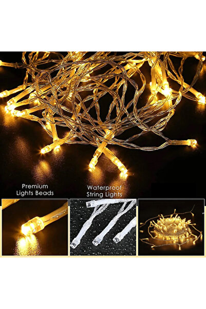 Coverzone 10 metri cu mufă Lumină LED galbenă Crăciun Pom de Anul Nou Bec LED Pin Pom Balcon Decor pentru hol