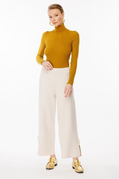 Ghisa Knitwear Trousers - Leg Detail Stone