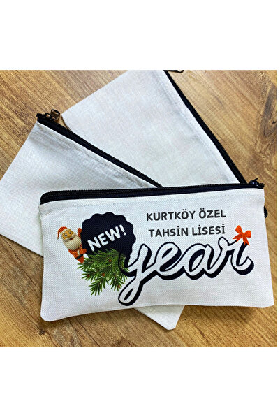 Kalemlik Dünyası YENİ YIL YILBAŞI BEZ KALEMLİK BASKILI KALEM KUTU İSİM YAZILA...