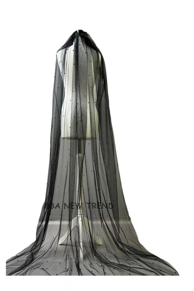 bbays new trend 2 mt  Siyah Duvak,İncili Siyah Gelin Duvağı,Orta Boy Gelin Du...