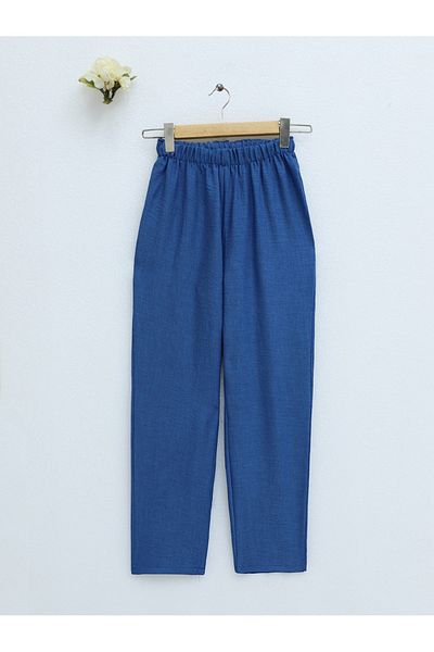 Modamorfo Sofia Linen Trousers with Elastic Waist - Indigo