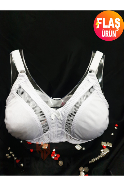 KEMSON Σουτιέν από ζέρσεϊ μεγάλου μεγέθους που αναπνέει χωρίς σύρμα με λεπτομέρεια 1ης Ποιότητα