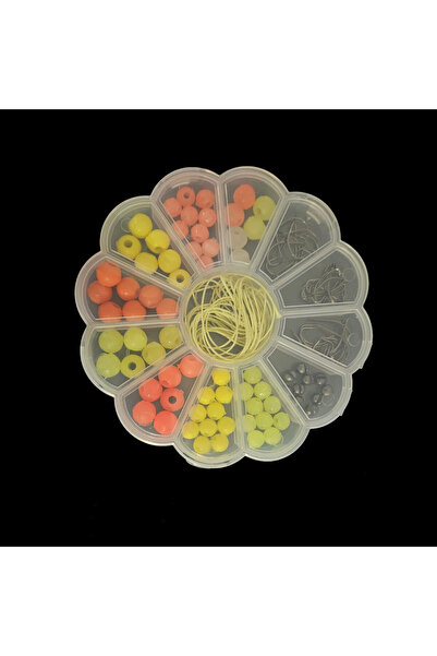ALDOS Sazan Rig Boncuk, Sazan Boncuğu Dip Yemi Kutulu 100 parça, iğneli, kurşunlu, misinalı set