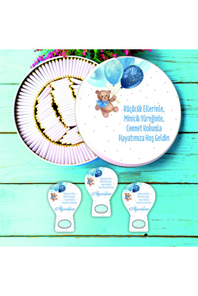 Nehir UV Baskılı Metal Kutulu 100 Madlen Çikolata + 10 Adet Balon Açacak Magn...