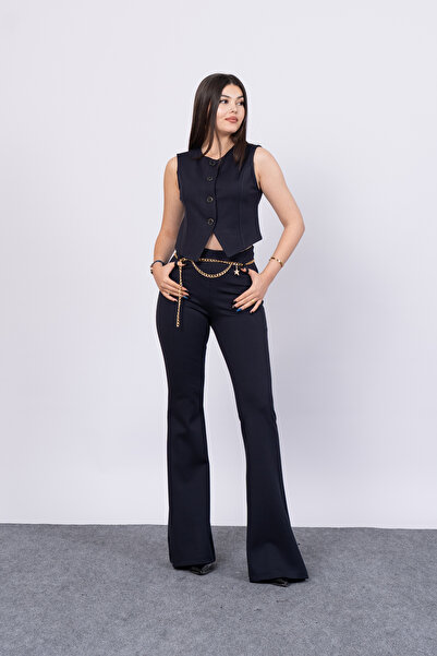 MissVina Τριγωνικό πλεκτό γιλέκο από ατσάλι 9120