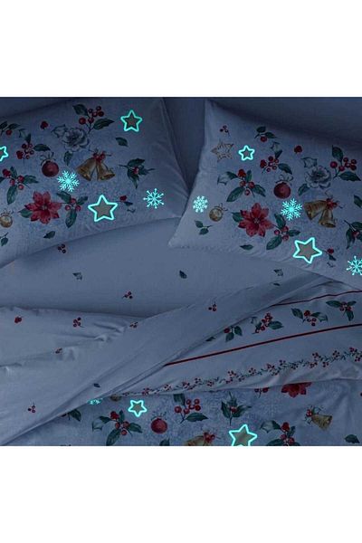 Taç Ranforce Red Crown Charm Glow Double Duvet Cover Set