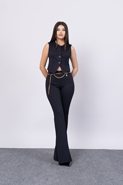 MissVina Τριγωνικό πλεκτό γιλέκο από ατσάλι 9120