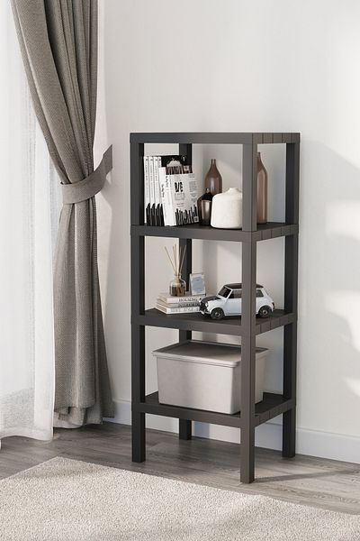 kitchen trend Ombeg 4 Tier Plastic Organizer Μπάνιου - Γλάστρα Βιβλιοθήκη Μαύρο