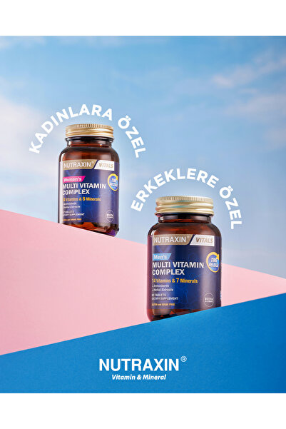 Nutraxin Erkek ve Kadınlar İçin Zaman Salınımlı İkili Multivitamin Seti 60 Tablet + 100ml Jel Hediye