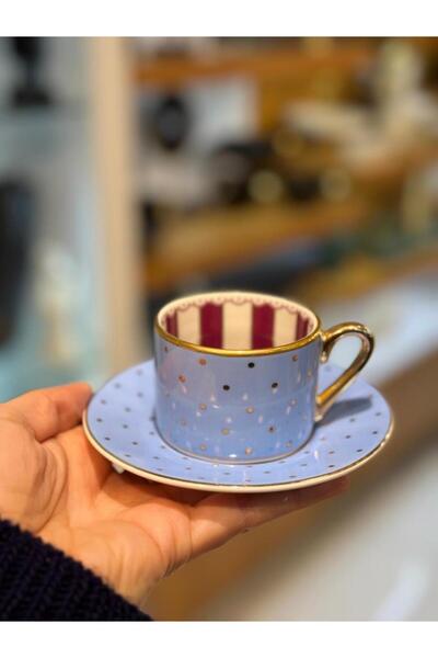 Kosova MAVİ PUANTİYELİ TEK KİŞİLİK TÜRK KAHVESİ FİNCANI