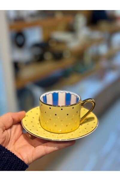 Kosova SARI PUANTİYELİ TEK KİŞİLİK TÜRK KAHVESİ FİNCANI