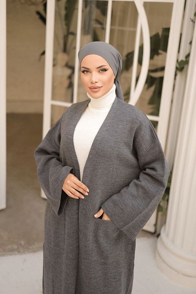 Nissra Ankanoor سترة صوفية محبوكة من الفولاذ المدخن المزدوج Anka 2518202