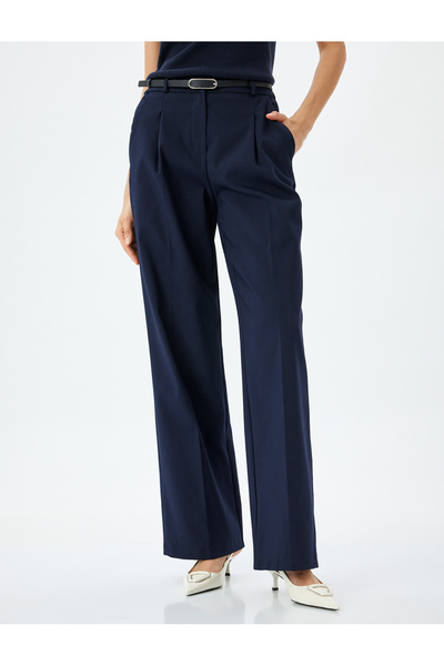 Koton Штани палаццо з високою талією, кишенями та плісированим поясом