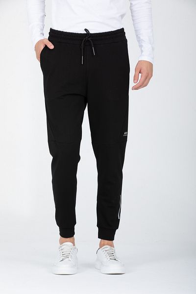 DYNAMO Men's Black Elastic Waist and Leg Cotton Elastane Sweatpants AS-417