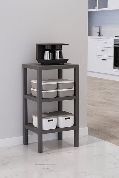 kitchen trend Ombeg 3 Tier Plastic Organizer Μπάνιου - Γλάστρα Βιβλιοθήκη Anthracite