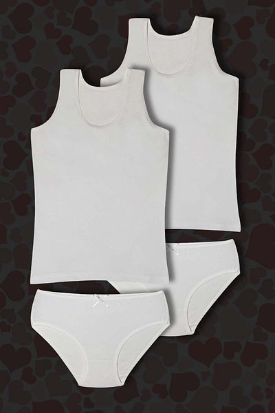 GRI MOR TEKSTIL 2-Piece Girl's Wide Strap Cotton Insignia Panty Laundry Set