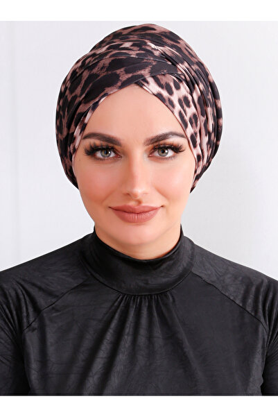 Differenza Beige Leopard Patterned Wrapped Bonnet