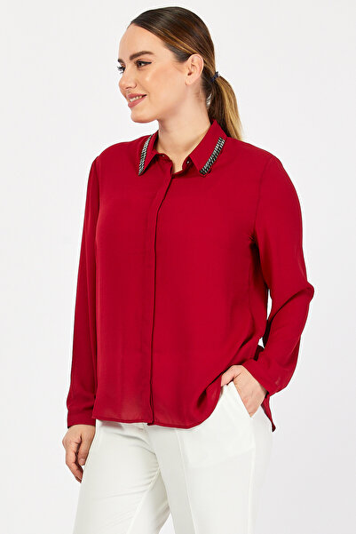 PERA MODA Plus Size Neckline Beaded Shirt