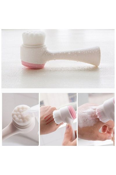 JEJU GLOW Double Sided Silicone Bristle Makeup Facial Cleansing Brush - 1 Piece