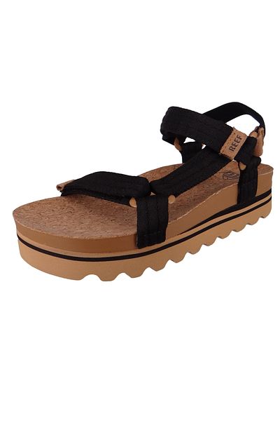Reef Damen Zehentrenner Sandalen Cushion REM HI Zehentrenner CI9323 Schwarz Black/Tan Kunstleder mit EVA