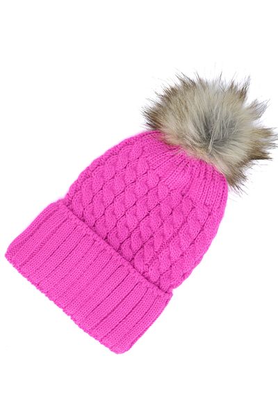 Ottoland Women's Winter Thick Pompom Beret Cotton Folded Stylish Design Keeps Warm Stretchy Comfortable