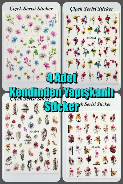 Easy Beauty 4 Adet Kendinden Yapışkanlı Tırnak Sticker, Nail Art, Tırnak Süsl...