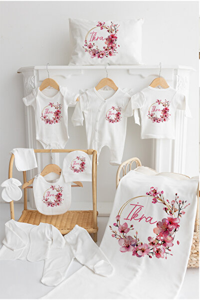 Bebe wini %100 Pamuk Baskılı 11’li İsimli Hastane Çıkışı MN69-ÇİÇEK ORKİDE