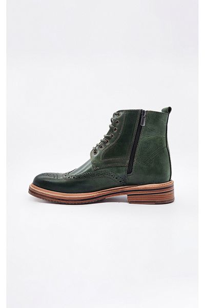 UniqCrafter MEN'S LEATHER LACE-UP ZIPPER BOOTS