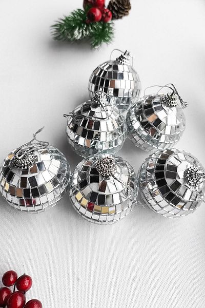 Patladı Gitti Πρωτοχρονιάτικο Στολίδι Καθρέφτης Pine Tree Disco Ball - Σετ 6 τεμαχίων 5 cm