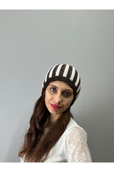 Gönülden Tasarım Unisex Striped Cashmere Beret
