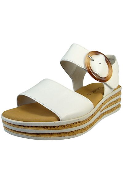 GABOR Damen Komfort Sandalen Keil F-Weite 44.550 Weiß 20 Latte Leder