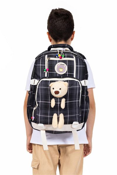 Necati Çanta Teddy Bear Figured Backpack for School and Daily Use