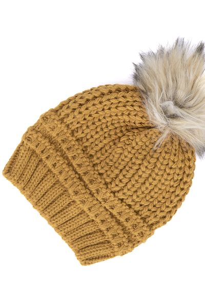 Ottoland Women's Winter Thick Pompom Beret with Cotton Knit Model Keep Warm Stretchy Windproof