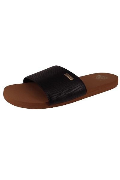 Reef Damen Zehentrenner Sandalen Bliss Nights Slide CJ0258 Schwarz Black/Tan Kunstleder mit EVA