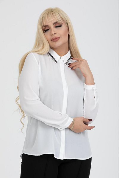 PERA MODA Cămașă cu mărgele cu rever de mărime mare