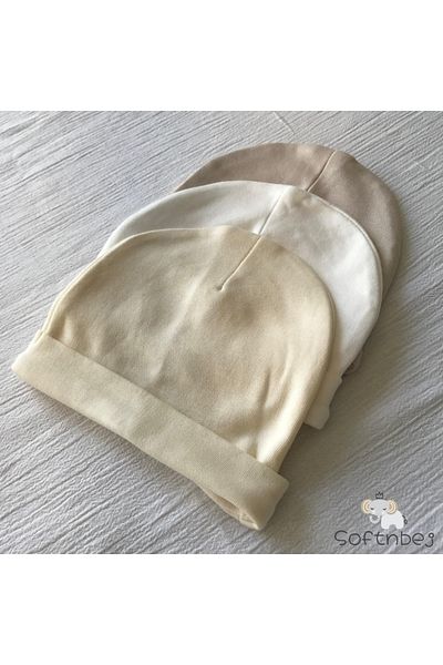 softnbej Organic Cotton Newborn Baby 3-Piece Hat Set