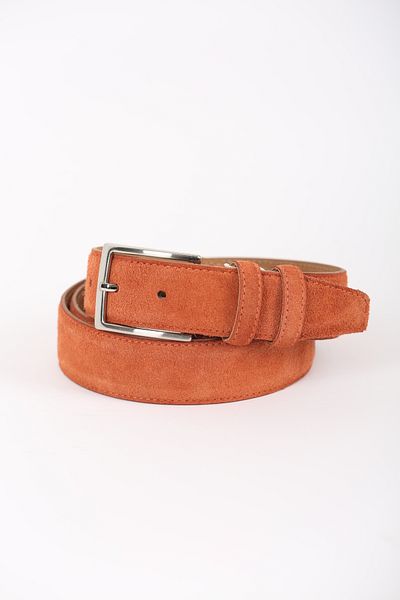 KASVA DERİ 3.5cm Brick Color Suede Original Leather Belt
