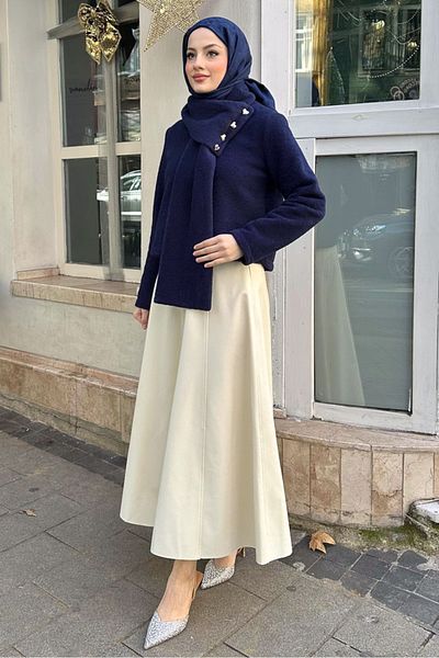Oven Κοντό παλτό με κουμπιά καρδιάς - Navy Blue