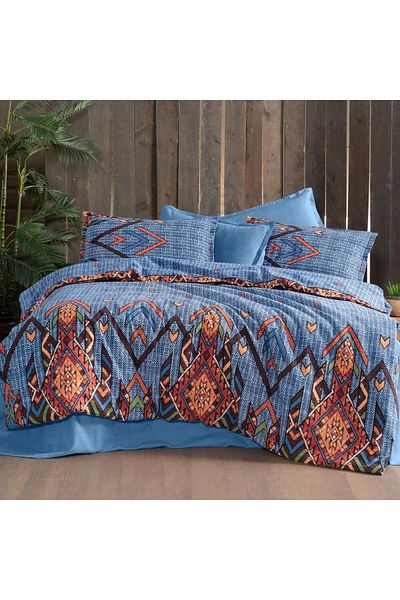 Sarev Set cuvertură de pilota Yakut King Size Blue - Flanel 100% bumbac, King Size