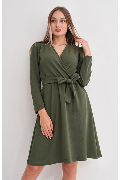 DEVRİMAY TEKSTİL Rochie de damă kaki cu curea completă din lycra, cu buzunare