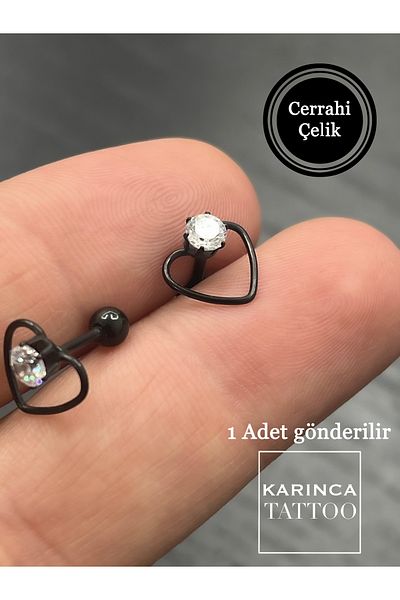Karınca Piercing اللون الأسود حجر القلب هيليكس الأذن المسطحة ثقب الزنمة المدارية