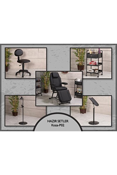 Labortech Hazır Setl Koza Koltuk, Sehpa, Sandalye, Lamba, Kolluk-Siyah | Labo...