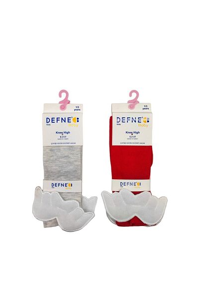 Defne Baby 2 чифта памучни чорапи до коляното за момичета и бебета с крилца